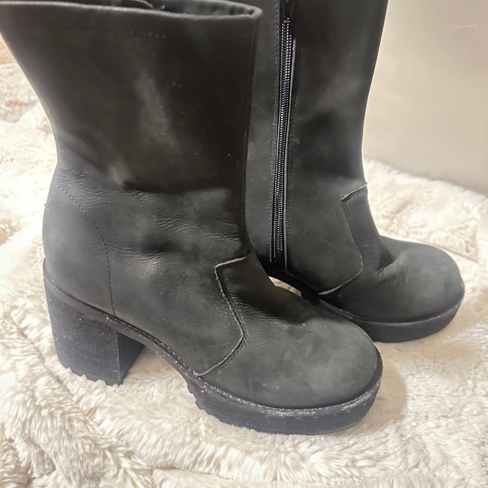 Free People Black Heeled Boots platform
